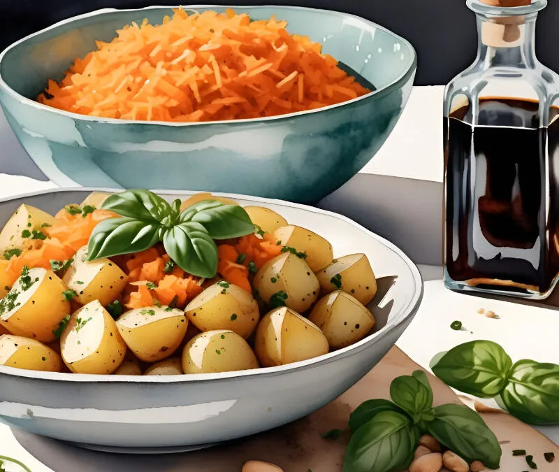 Roasted Potato Salad with Basil Pesto Dressing